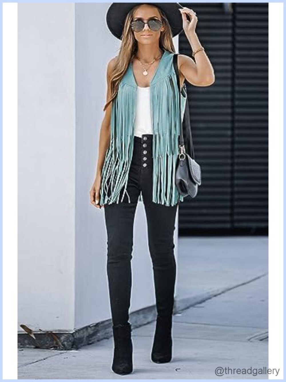 Women's Sleeveless Fringe Vest 70s Hippie Cowgirl Western Tassel Faux Suede - Picture 3 of 6